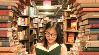 Student among books